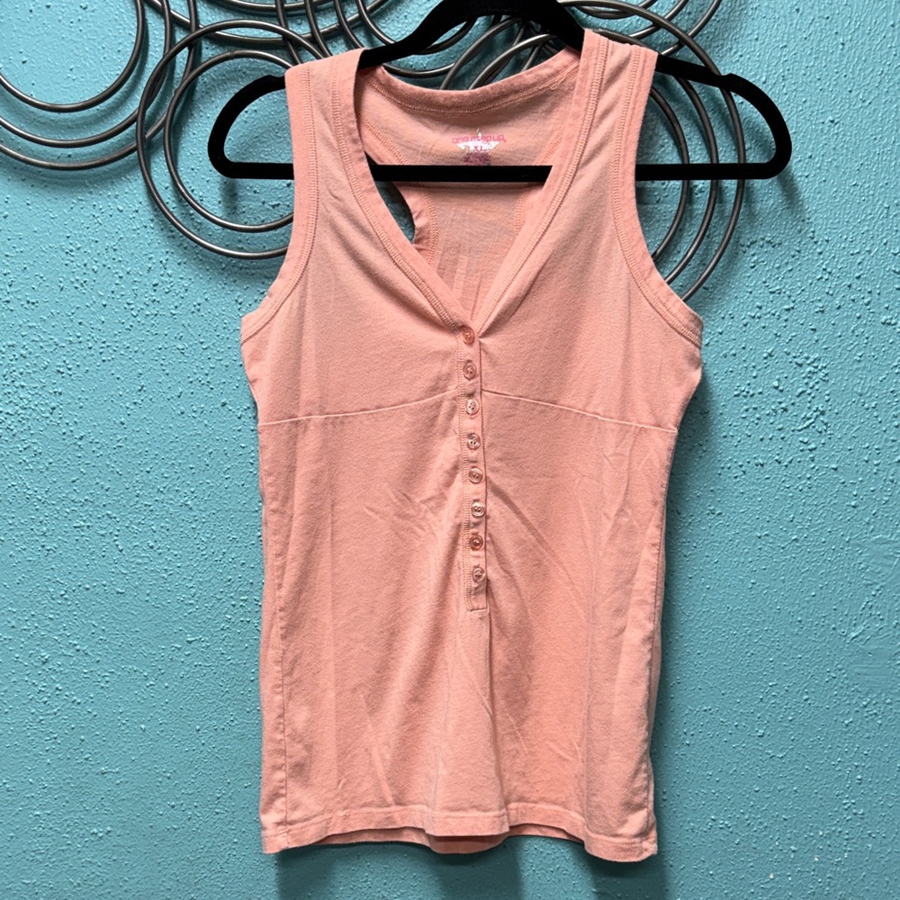 One Step Ahead Peach Button-Front Tank Top
